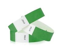 WristCo Kelly Green Tyvek Wristbands for Events - 200 Count ¾” x 10” - Waterproof Recyclable Comfortable Tear Resistant Paper Bracelets Wrist Bands for Concerts Festivals Admission Party Tours