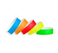 WristCo Variety Pack ¾” Tyvek Wristbands - 10,000 Pack | Green, Yellow, Red, Orange, Blue | Waterproof Paper Bracelets for Concerts & Events