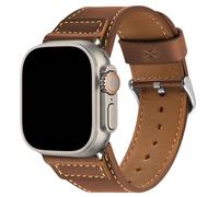 Wristitani Leather Strap Compatible With Apple Watch Straps 44mm 45mm 46mm 49mm for Men, Replacement Band for iWatch Ultra2 Ultra Series 10 9 8 7 SE2 SE 6 5 4 3 2 1,Dark Brown/Silver Buckle