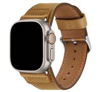 Wristitani Leather Strap Compatible With Apple Watch Straps 44mm 45mm 46mm 49mm for Men, Replacement Band for iWatch Ultra2 Ultra Series 10 9 8 7 SE2 SE 6 5 4 3 2 1,Brown/Silver Buckle