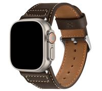 Wristitani Leather Strap Compatible With Apple Watch Straps 44mm 45mm 46mm 49mm for Men, Replacement Band for iWatch Ultra2 Ultra Series 10 9 8 7 SE2 SE 6 5 4 3 2 1,Dark coffee/Silver Buckle