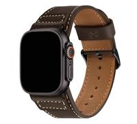 Wristitani Leather Strap Compatible With Apple Watch Straps 44mm 45mm 46mm 49mm for Men, Replacement Band for iWatch Ultra2 Ultra Series 10 9 8 7 SE2 SE 6 5 4 3 2 1,Dark coffee/Black Buckle