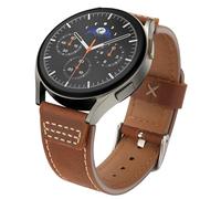 Wristitani Leather Strap Compatible with Samsung Galaxy Watch 7 6 5 4 for Men,Genuine Leather Replacement Band for 46mm 45mm 44mm 43mm 42mm 40mm(Brown+silver/Watch 7/6/5/4,Watch 7/6/5/4/FE)