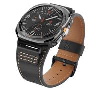 Wristitani Leather Strap Compatible with Samsung Galaxy Watch Ultra for Men, Genuine Leather Replacement Band for 47mm (Black/Black Buckle,Galaxy Watch Ultra)