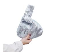 Wristlet Bag Ladies Fashion Reversible Sequin Handbag Sleeve Knot Pouch Party Evening Clutch Purse Trendy Girls Glitter Wrist Knot Bag(Silver)