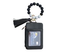 Wristlet Keychain Wallet | Key Holder Wallets with Pearl Acorn | Travel Wedding Holiday Parties | For Shopping Date for Travel of Shopping Parties for Travel Areas, black, see description, See