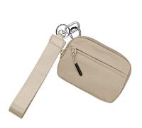 Wristlet Pouch KeyChain - Keychain Zip Bag, Waterproof Nylon Women Coin Purses, Compact Key Ring Wallet with Hand Strap for Protection and Safety, kahki, se beskrivning, Unisex