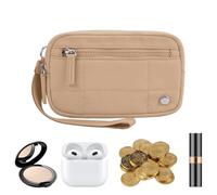 Wristlet Purse - Credit Card Holder - Change Holder, Phone Organizer, Zipper Coin Wallet for Travel, Shopping, Commuting, Khaki, Refer to description, Unisex