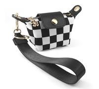 Wristlet Wallet for Women, Keychain Wristlet Wallet Small Coin Purse, Checkered Change Pouch Credit Card Holder, Detachable, Black, 1 Pack