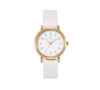 Wristology 2 Sizes Easy Change Band Numbers Watch Interchangeable Silicone Strap - Read Analog Face with Second Hand for Women, Men, Nurses, Teachers, Seniors, EMT Olivia, Gold / White Band