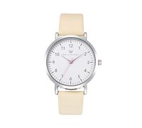 Wristology 29 Styles Maxi Numbers Watch Leather Band,Interchangeable Genuine Leather Strap,Large Easy to Read Nurse Watch with Second Hand for Women, Men, Nurses, Teachers, Olivia, 4. Silver,Beige