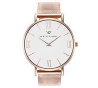Wristology Easy Change Band Large Face Roman Numerals Boyfriend Womens Watch - Interchangeable Strap - Large Easy to Read Analog Dial Unisex, Rose Gold Metal mesh, Stella