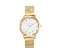 Wristology Large face Numbers Womens Watch - Interchangeable Metal Strap - Easy to Read Analog Face with Second Hand for Women, Nurses, Teachers, Seniors, Olivia, Gold Mesh, Mini (34MM), Casual
