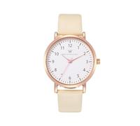 Wristology Maxi Numbers Womens Nurse Watch - Interchangeable Genuine Leather Strap Band - Large Easy to Read Boyfriend Size with Second Hand Men, Nurses, Teachers, Olivia, Rose Gold / Beige, Analog