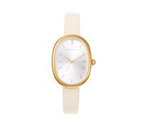 Wristology Oval Womens Watch Vintage Style Interchanageable Band Adjustable Easy Read Analog, Gold / Beige Leather