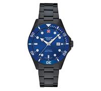 Swiss Alpine Military Men's Watch Analogue Automatic 7095.2 Stainless Steel, Black/Black/Blue - 2175SAM, Bracelet