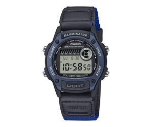 Wristwatch CASIO W-220HF-2AVEF Leather Black Canvas Blue Vintage