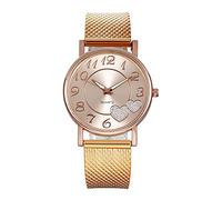 Wristwatch Gold Belt Mesh Rose Watch Heart Watches Women's Valentines Movement Big Ladies Quartz Girls Day Women's Watch Couples Bracelets That Light up (Rose Gold, One Size)