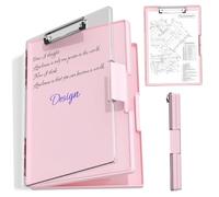 Writable 13.3x9.4" Plastic Clipboard with Storage Compartment & Pen Holder, Portable Heavy-Duty Nursing Clipboard for Doctors, Teachers, Students & Sales Coaches