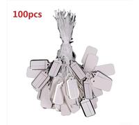 Writable Jewelry Lanyard Tags with Custom Printed Blank Labels and Gold and Silver Edges for Jewelry, Watches, and Clothing Displays, Bulk Pack of 600 (Silver-100pcs)