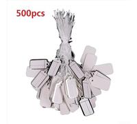 Writable Jewelry Lanyard Tags with Custom Printed Blank Labels and Gold and Silver Edges for Jewelry, Watches, and Clothing Displays, Bulk Pack of 600 (Silver-500pcs)