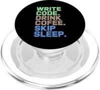 Write Code Drink Coffee Skip Sleep Programmer PopSockets PopGrip for MagSafe