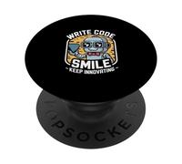Write Code Smile Keep Innovating Robot for Programmers PopSockets Adhesive PopGrip