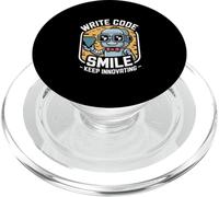 Write Code Smile Keep Innovating Robot for Programmers PopSockets PopGrip for MagSafe