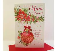 Write From The Heart My Lovely Mum My Friend Christmas Wishes Card - Flowers Bauble