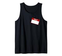 Write in Funny Hello My Name is Introduction Fake Sticker Tank Top