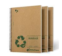 Write Paper Notebook A5 Notepad, Spiral Notebook Pack of 3, Micro-Perforated Ruled Paper 80 Sheets (160 Pages) Kraft Brown