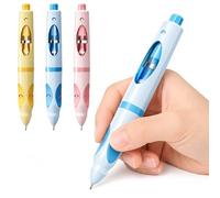 Write Right Learning,Pencil Kids Handwriting Gripper,Posture-Correcting Pen with Automatic Refill, Posture Correction Training Writing, 12 Replacement Refillers. (Blue)
