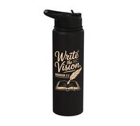Write The Vision Quill Bible Verse Habakkuk Stainless Steel Insulated Water Bottle