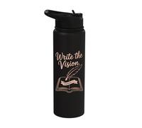Write The Vision Quill Bible Verse Habakkuk Stainless Steel Insulated Water Bottle