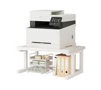 WRITECRY Desktop Printer Stand, 19.7″x 15.7″ 2-Tier Large Printer Shelf fit 3D Laser Printer/Scanner/Fax Machine, Industrial Storage Rack for Home Office Storage (White, 19.7″W x 15.7″D x 10.7″H)