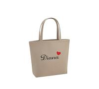WriteFusion Felt Bag with a Heart and a Name to Personalise Sustainable Gift Bag Felt Bag Shopping Bag, sand, Größe S: 39cm x 49cm x 13,5cm [22 Liter]