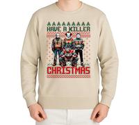 WriteFusion Horror Icons Xmas Design - Festive Christmas Clothing, Gift Idea, Merry Christmas, Xmas Design, Santa, Winter Jumper, Natural stone, L