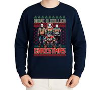 WriteFusion Horror Icons Xmas Design - Festive Christmas Clothing, Gift Idea, Merry Christmas, Xmas Design, Santa, Winter Jumper, navy blue, L