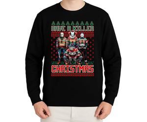WriteFusion Horror Icons Xmas Design - Festive Christmas Clothing, Gift Idea, Merry Christmas, Xmas Design, Santa, Winter Jumper, black, 3XL
