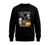 WriteFusion Lactose Intolerant Cat with Cheese & Milk - Funny Animal Meme Design for Humour Fans Sweater, black, M