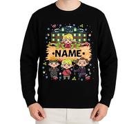 WriteFusion Personalised Christmas Edition Home Alone - Festive Christmas Clothing, Gift Idea, Merry Christmas, Xmas Design, Santa, Winter Jumper, black, L