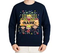 WriteFusion Personalised Christmas Edition Home Alone - Festive Christmas Clothing, Gift Idea, Merry Christmas, Xmas Design, Santa, Winter Jumper, navy blue, S