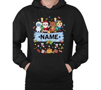 WriteFusion Personalised Rudolph and Christmas Friends - Festive Christmas Clothing, Gift Idea, Merry Christmas, Xmas Design, Santa, Winter Hoodie, black, M
