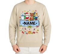 WriteFusion Personalised Rudolph and Christmas Friends - Festive Christmas Clothing, Gift Idea, Merry Christmas, Xmas Design, Santa, Winter Jumper, Natural Stone, XL