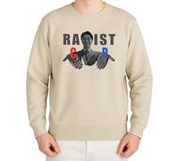 WriteFusion Racist/ C or P - Funny Meme Design with Irony and Black Humour, Perfect Fun Motif Jumper, Natural stone, XL