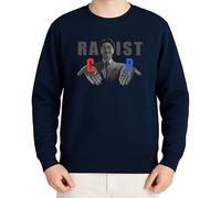 WriteFusion Racist/ C or P - Funny Meme Design with Irony and Black Humour, Perfect Fun Motif Jumper, navy blue, S