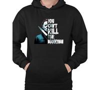 WriteFusion You Can't Kill The Boogeyman - Halloween Horror Design with Mask and Knife, Creepy Slasher Motif for Fans of Cult Films and Halloween Hoodie, black, S