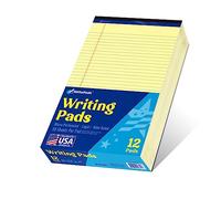 WritePads 8.5"x14" Legal Pads,Wide Ruled,Canary Paper,12 Pack,50 Sheets Per Writing Pad,Micro perforated Writing Pad,BL-LCY50W-12PAD