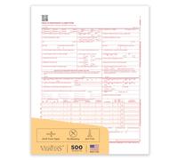 WritePads CMS 1500 Claim Forms, 500 Sheets - HCFA 1500 New Version 02/12, 24LB Thick Paper, Laser & Inkjet Compatible, Aligns with All Medical Billing Software, Proudly Made in USA