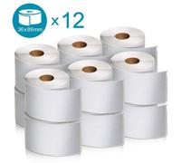 DYMO LW Address Label Authentic 99012 2093093 Adhesive Black on White 89 x 36 mm 12 Rolls of 260 Labels